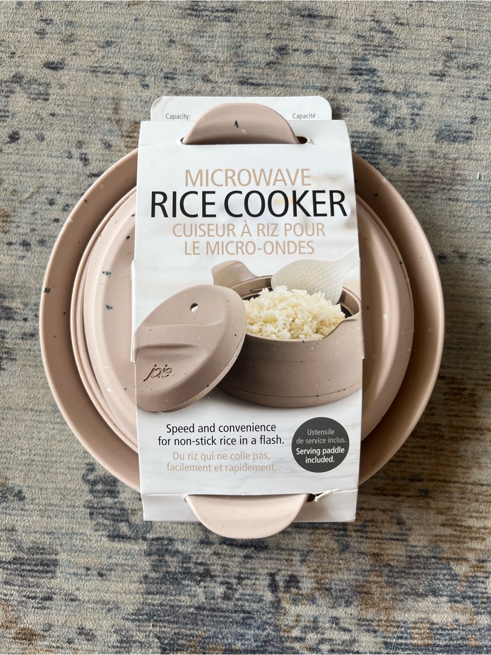 Joie Microwave Rice Cooker in Light Pink with Black Speckle